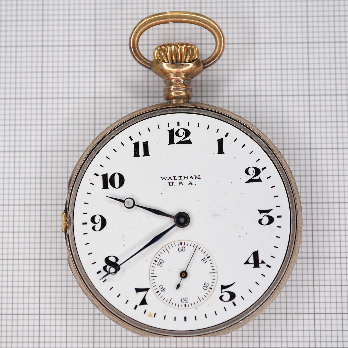 【希少】18K時計解体品？ WALTHAM ウォルサム 懐中時計 ムーブメント 文字盤 手巻き 15石 アンティーク ジャンク 機械式時計