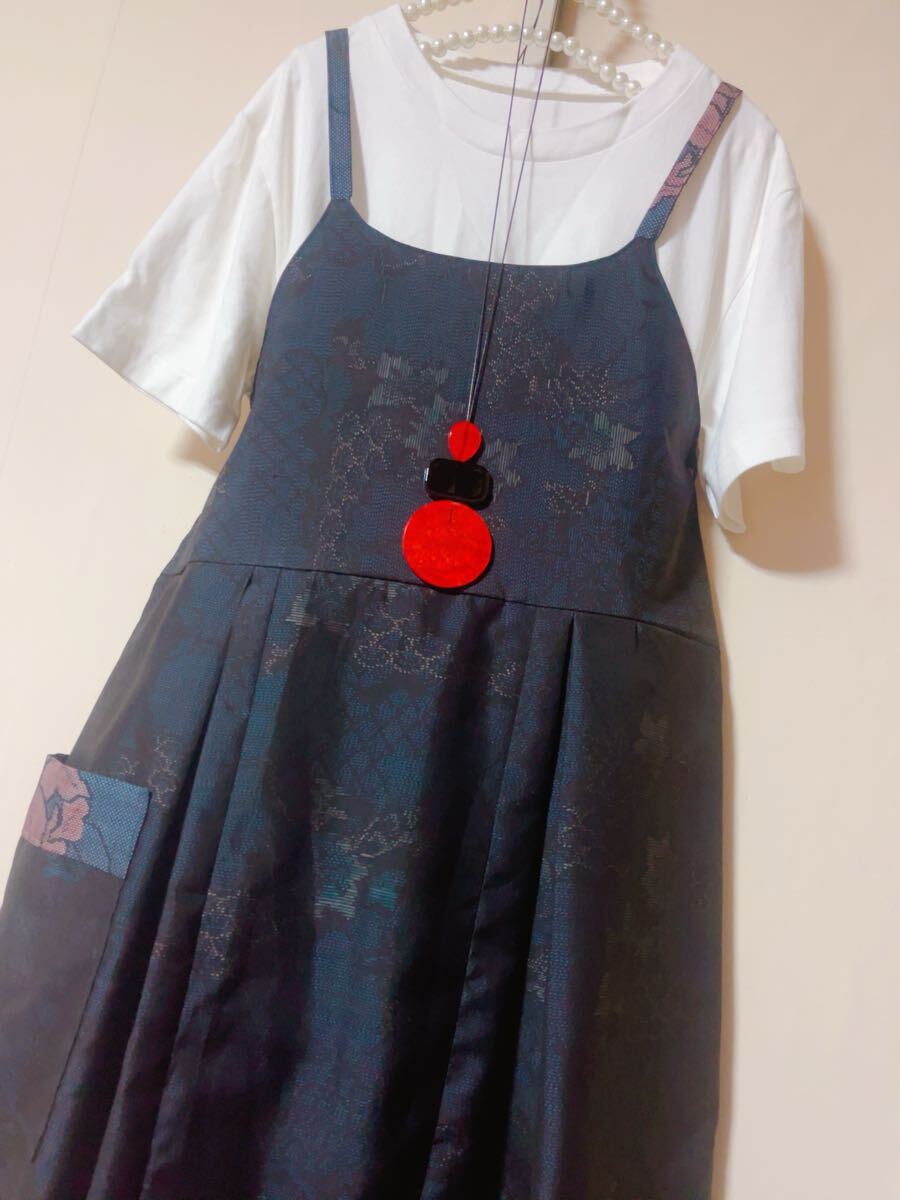 リメイク※大島紬※大人可愛い※キャミワンピース※ハンドメイド※古布※藍色