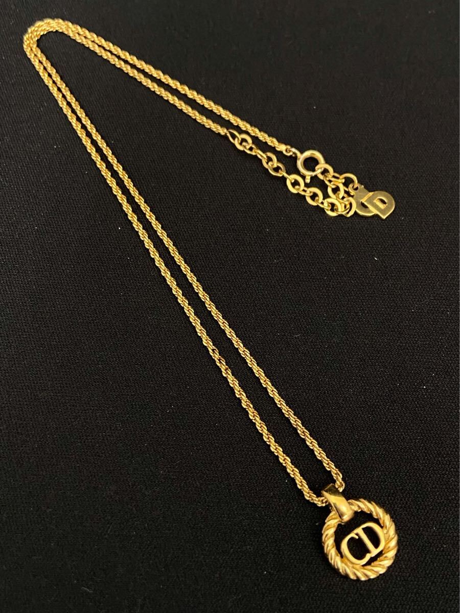 E147★Christian Dior クリスチャンディオール ディオール CDロゴ ゴールドカラー ネックレス ロゴ アクセサリー レディース