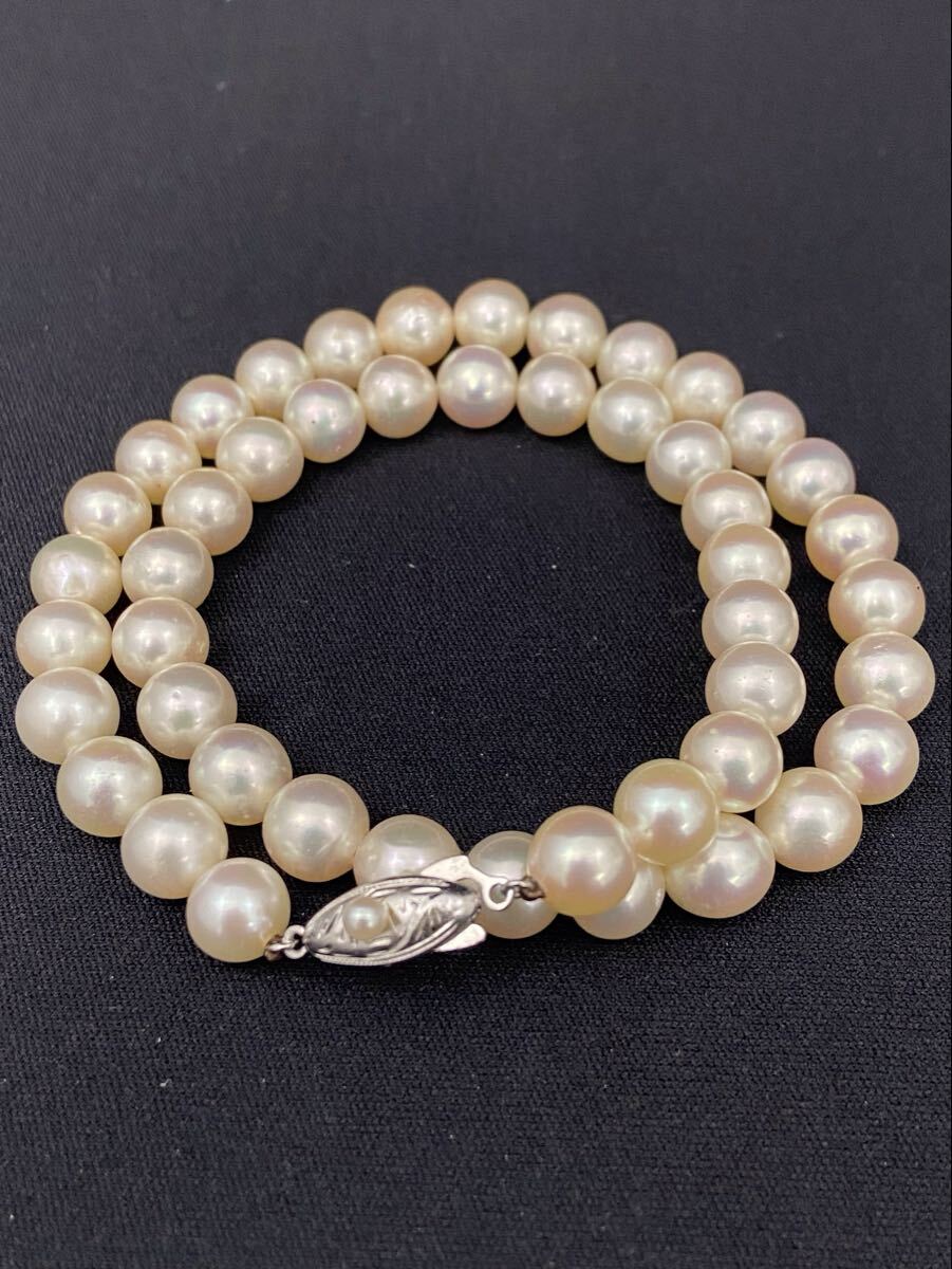 B428★真珠 パール ネックレス 約8㎜ 約40㎝ 留め具SILVER レディース アクセサリー 冠婚葬祭