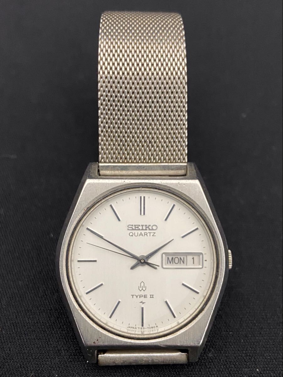 A753★SEIKO セイコー TYPE II タイプツー 7123-7080 ホワイト メンズ腕時計 動作未確認 ジャンク品