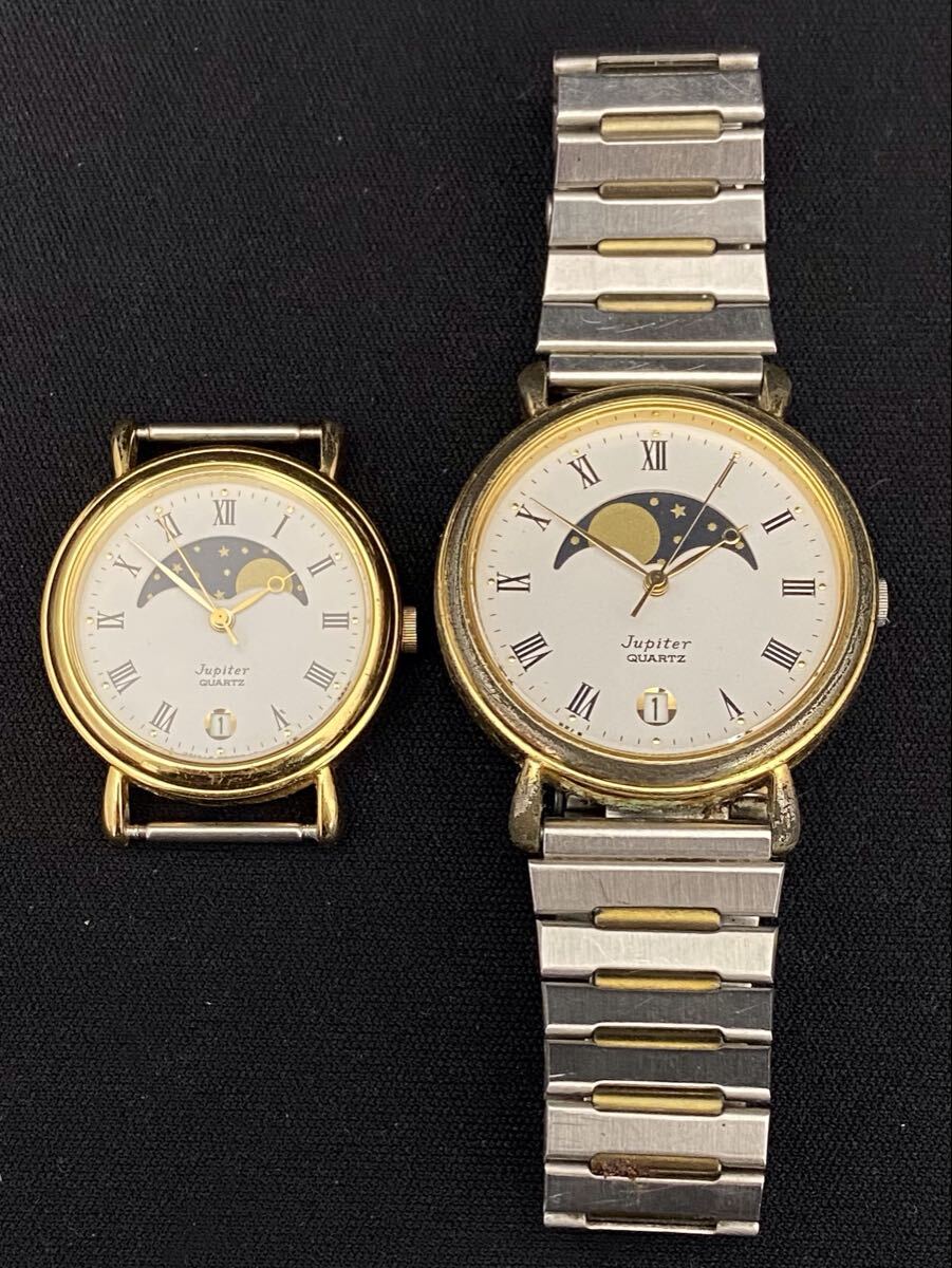 E131★ORIENT オリエント Jupiter J08501-00 H68501-60 2点セット クォーツ ムーンフェイズ 稼働 ジャンク品