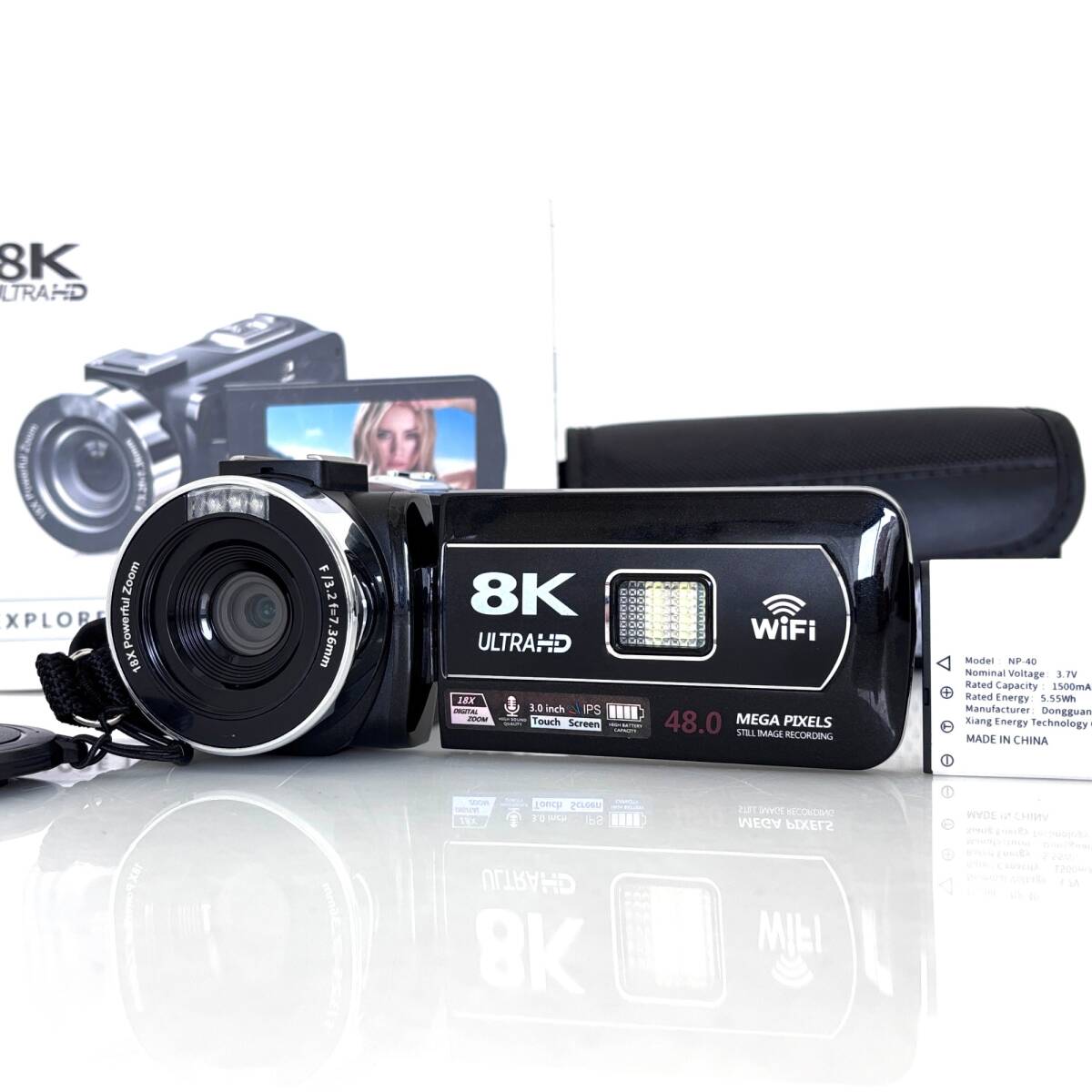 【8K ULTRA HD】8K ULTRA HD DC IN-5V ビデオカメラ + バッテリー #T881