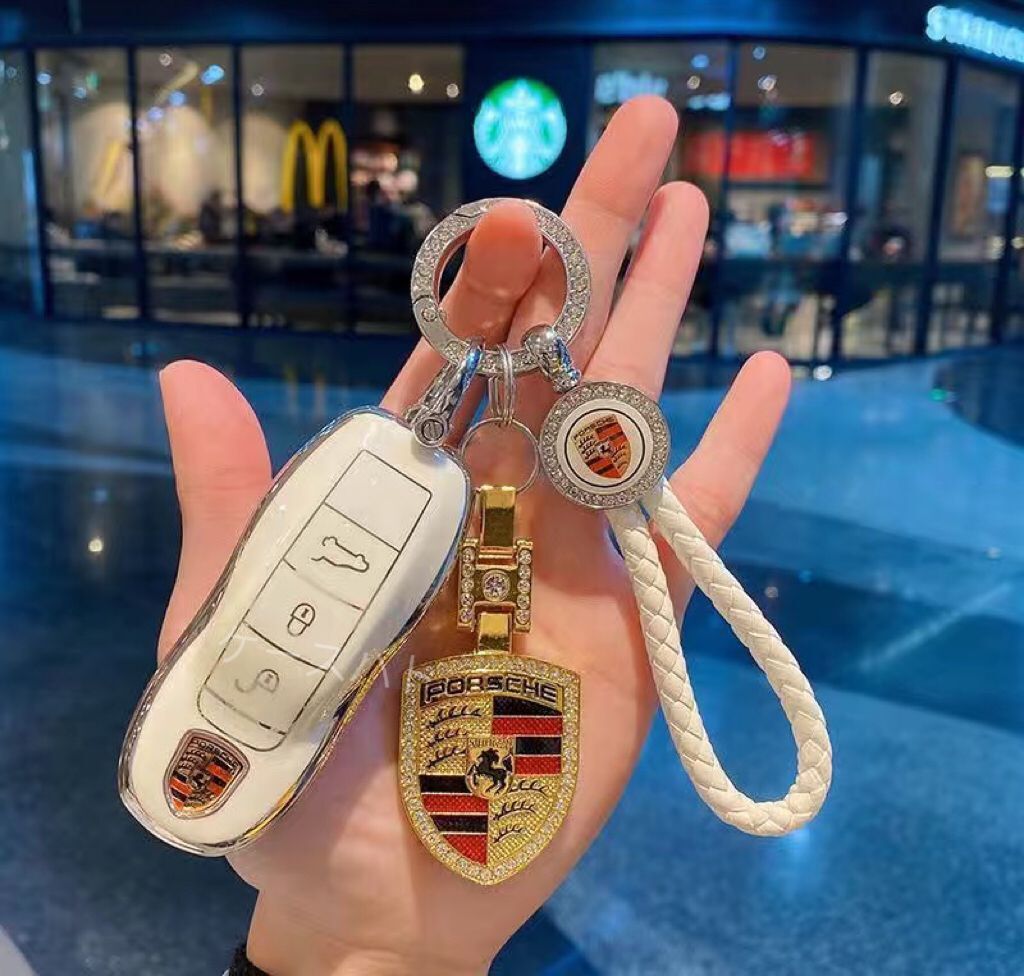 ポルシェ キーケース PVC製 キーカバー キーホルダー 3点セット カイエン パナメーラ 911 ボクスター タイカン マカン ケイマン