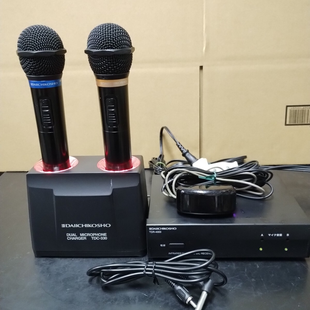 SYFZO36 BMB エクシング 第一興商 2MHz帯 赤外線ワイヤレスマイクセット TDR-4000 TDM-600 TDC-330 TDS-N10 接続コード 中古 点検動作品