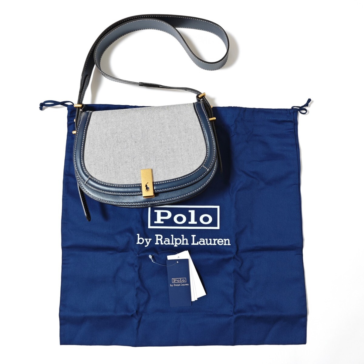 RALPH LAUREN Polo ID レザートリム キャンバス サドルバッグ ショルダーバッグ ポロID 国内正規品