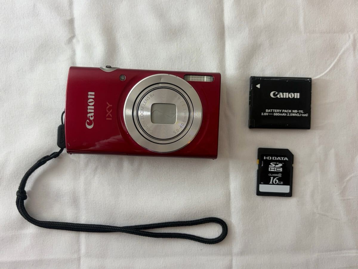 【ま60】★動作確認済★ Canon IXY 180 キャノン イクシ デジタルカメラ バッテリー SDHカード デジカメ レッド