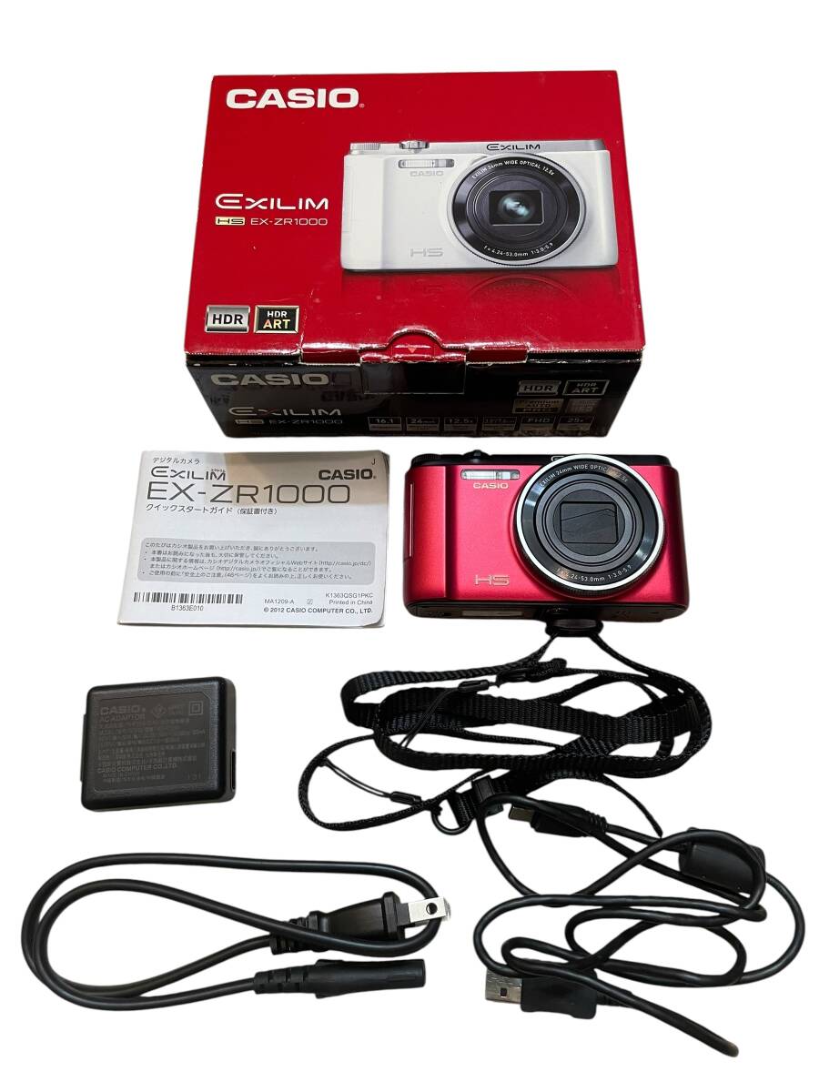 CASIO EXILIM EX ZR1000 レッド　カシオ　コンパクトデジタルカメラ　バッテリー付き　動作確認済み　