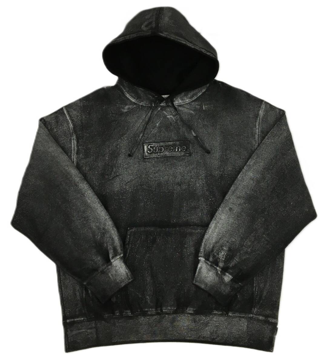 S11-215-127▲【中古】Supreme × MM6 Maison Margiela Foil Box Logo Hooded Sweatshirt Black シュプリーム メゾンマルジェラ　L