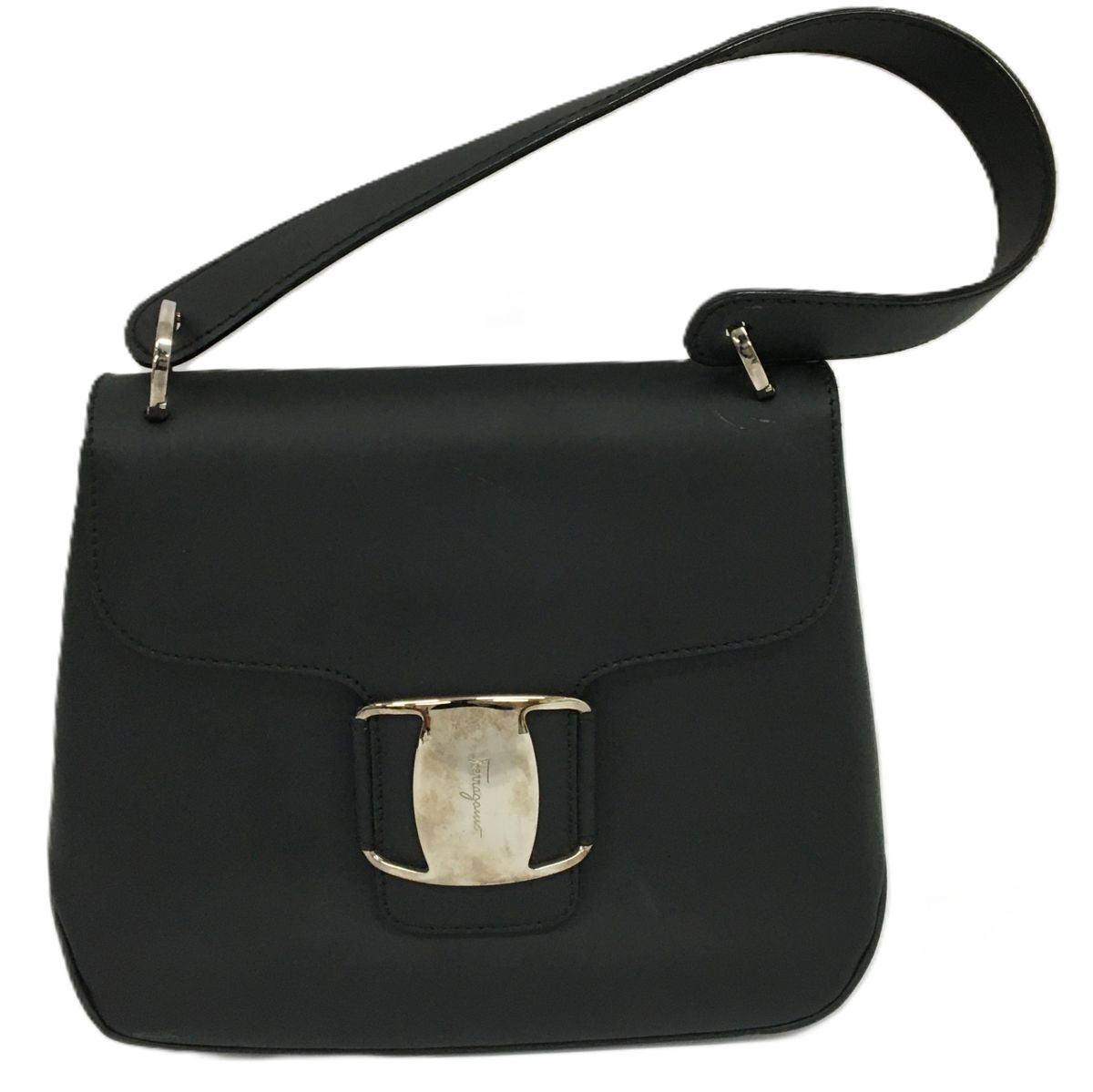 S11-179-169▲【中古/送料無料】Salvatore Ferragamo(サルヴァトーレ フェラガモ) AQ-217168 ハンドバッグ ショルダーバッグ ブラック