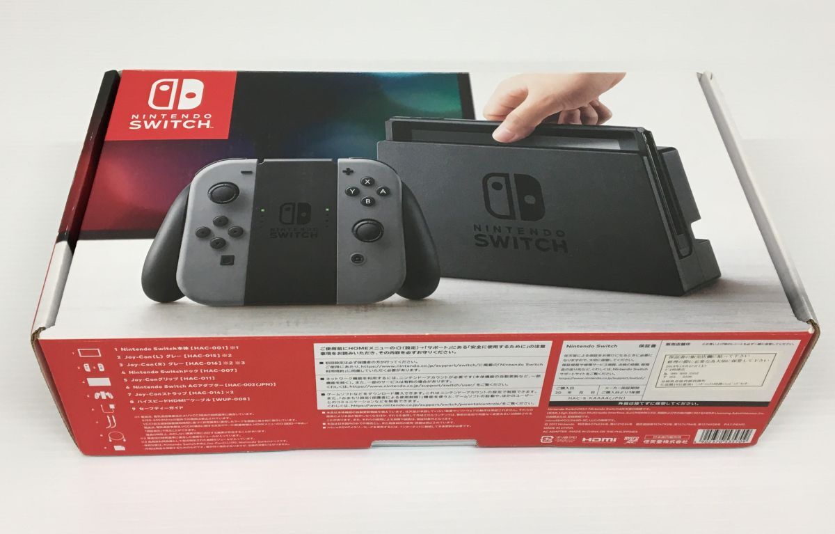 S11-208-049【中古/送料無料】Nintendo Switch(ニンテンドースイッチ) MOD.HAC-001 初期型 グレー ※動作確認済み/初期化済み