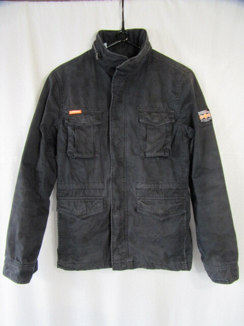 SUPERDRY スーパードライ　極度乾燥しなさい 綿ジャケット　ポケット多　ミリタリー　ca59944　裏地キルティング　ブラック　S