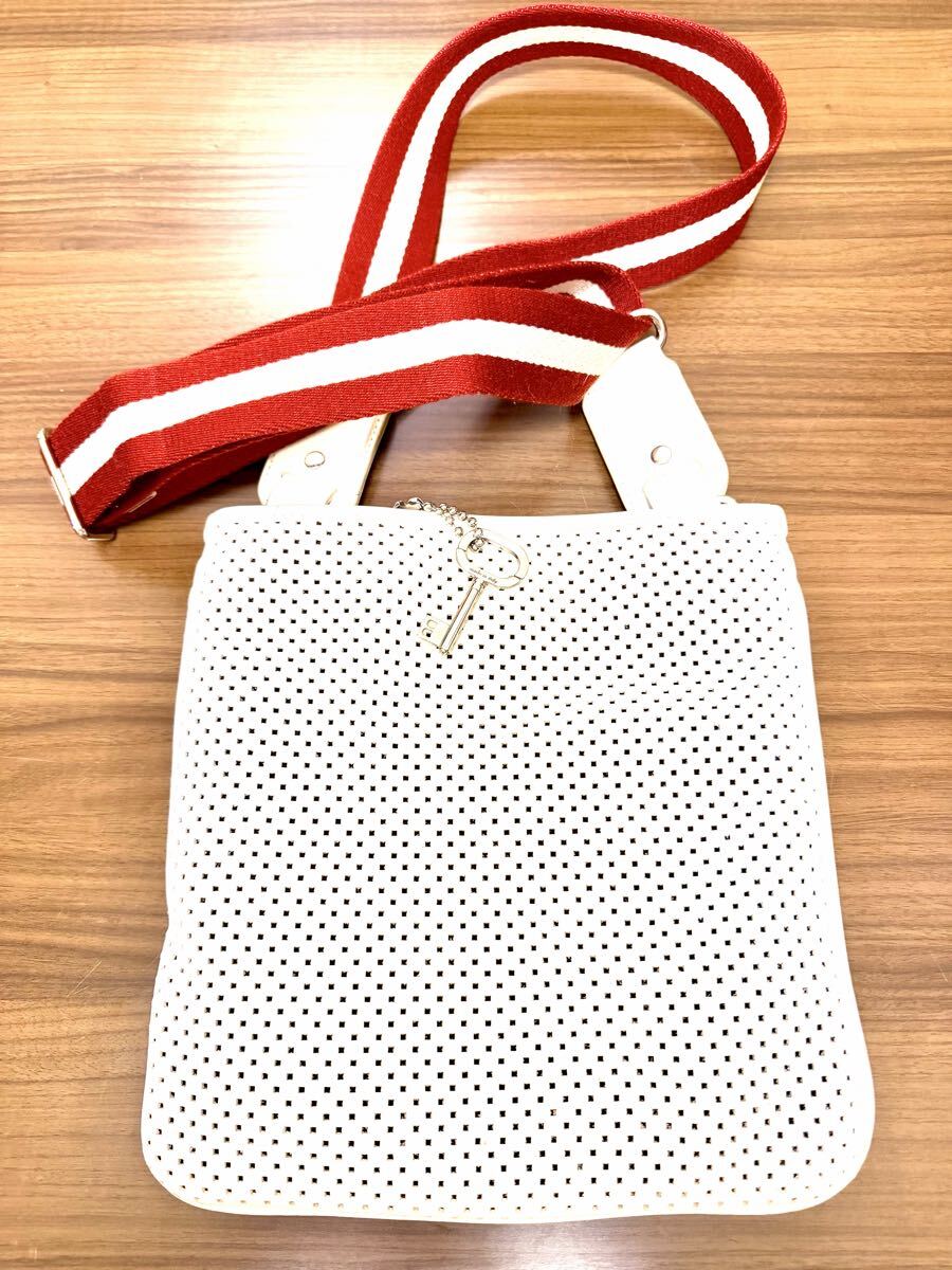 BALLY バリー パンチングレザー 2WAY ショルダーバッグ ホワイト