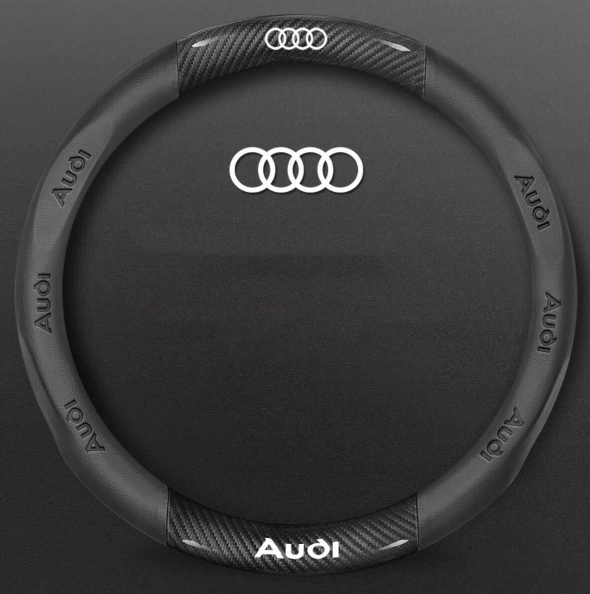 新作 アウディAudi ★ハンドルカバー★カーボン調&ナッパ革★ステアリングカバー