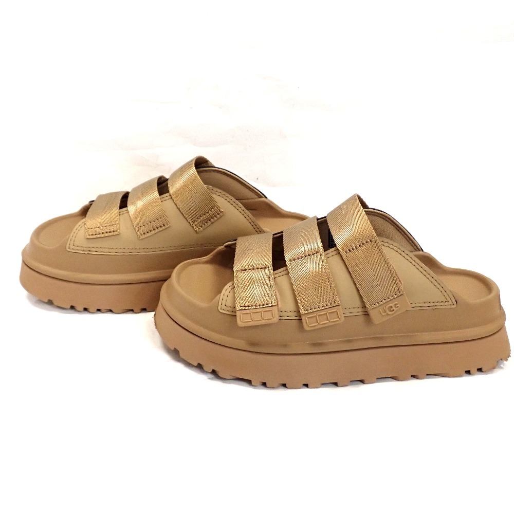 Th1013551 UGG アグ サンダル ゴールデングロウ スライド GoldenGlow Slide 23cm dark sand レディース 超美品・中古