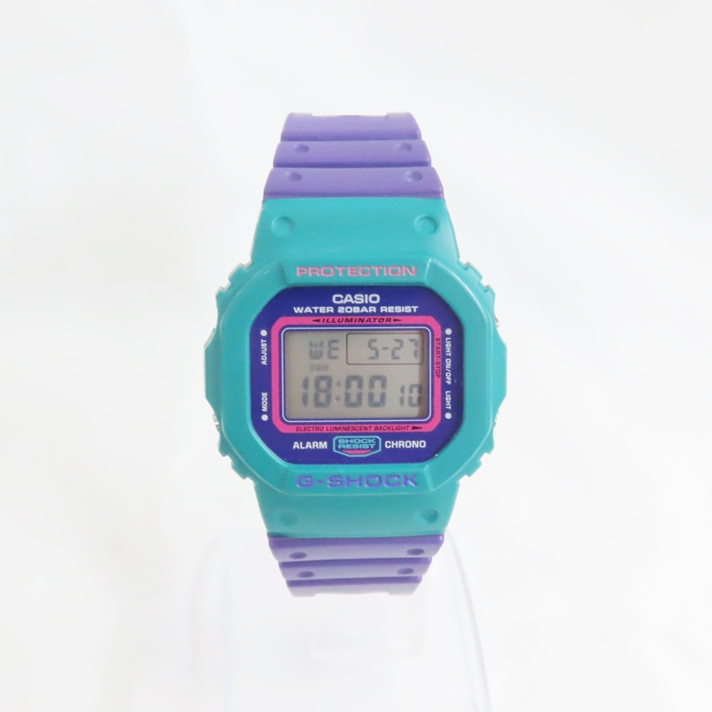 Ts581195 カシオ 腕時計 DW-5600TB 緑×紫 CASIO 中古