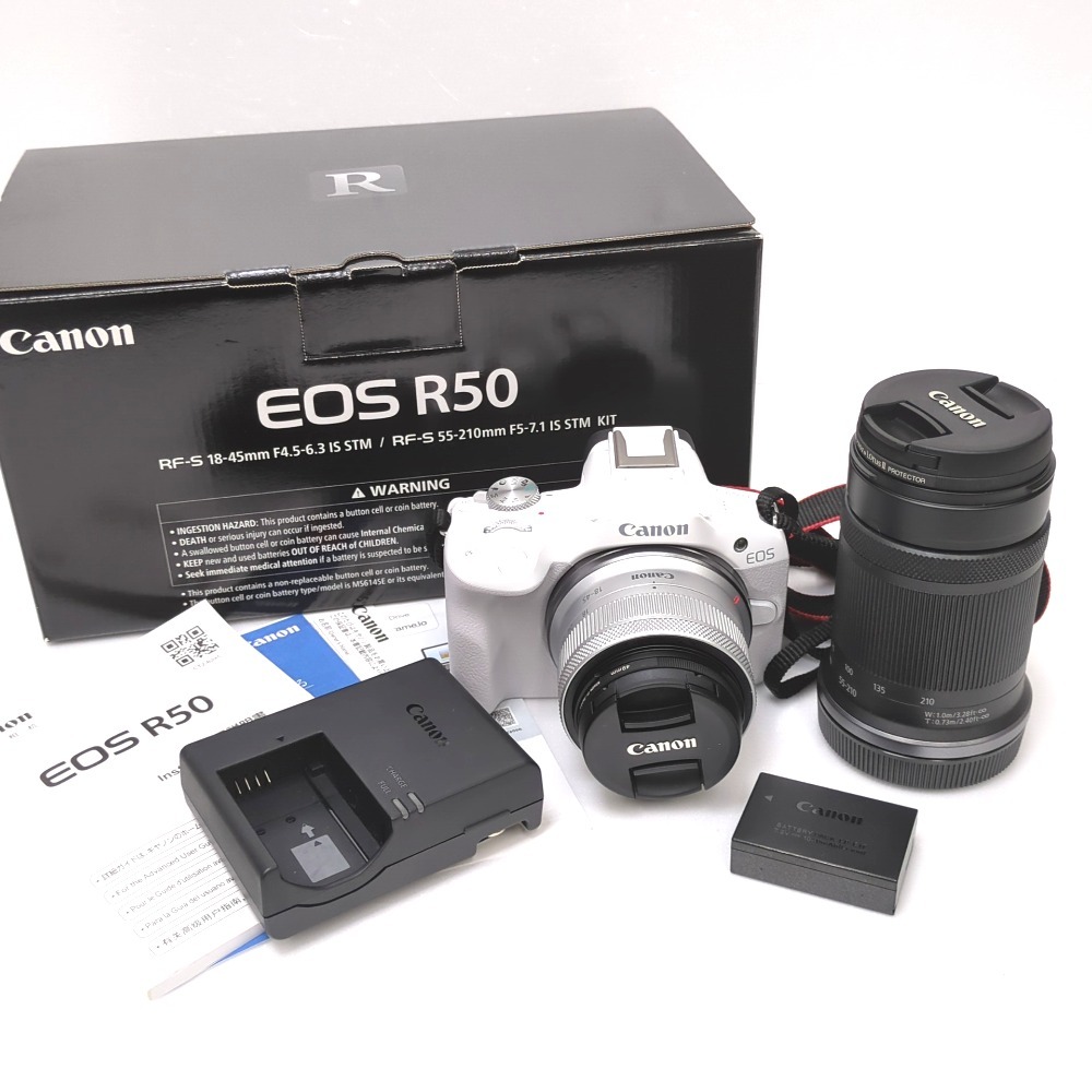 Dz451421 キャノン デジタルカメラ EOS R50 ダブルズームキット DS126877 18-45mm 55-210mm canon 中古・美品