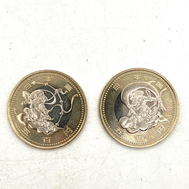 A22　2020年東京オリンピック記念　500円硬貨　風神　雷神　2枚セット　14.25g