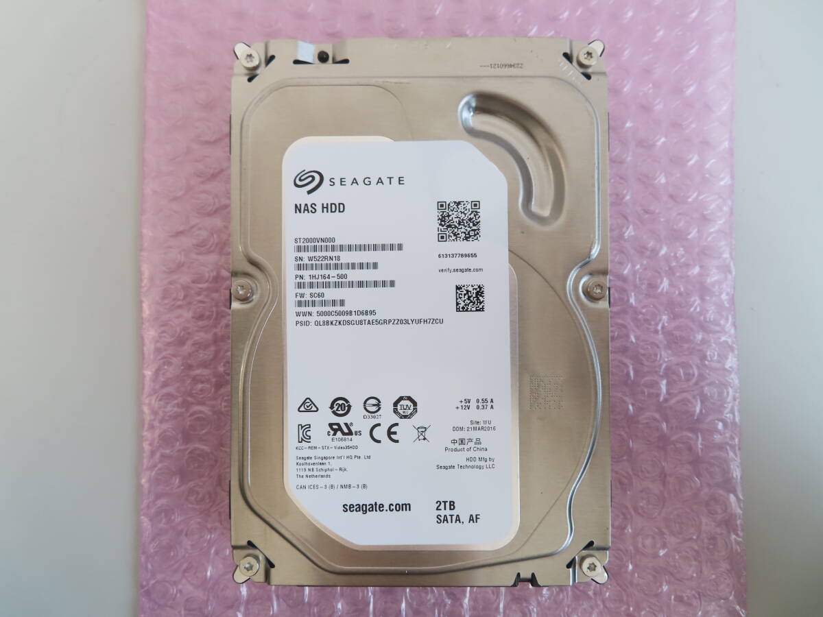 SEAGATE (シーゲイト) ST2000VN000 [2TB SATA600 5900rpm] 使用37338時間