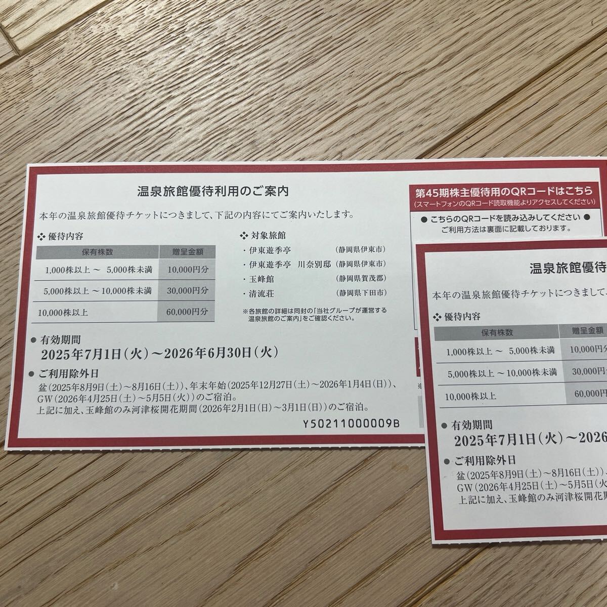 FJネクストホールディングス 株主優待 「温泉旅館優待券」30,000円分（コード通知）