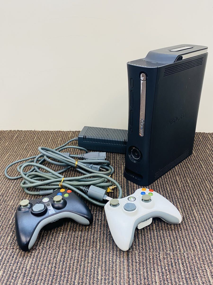 ♪ Microsoft XBOX360 Xbox360 CONSOLE マイクロソフト ゲーム機 本体 120GB HDD コントローラー×2 電源コード有 通電のみ確認済み