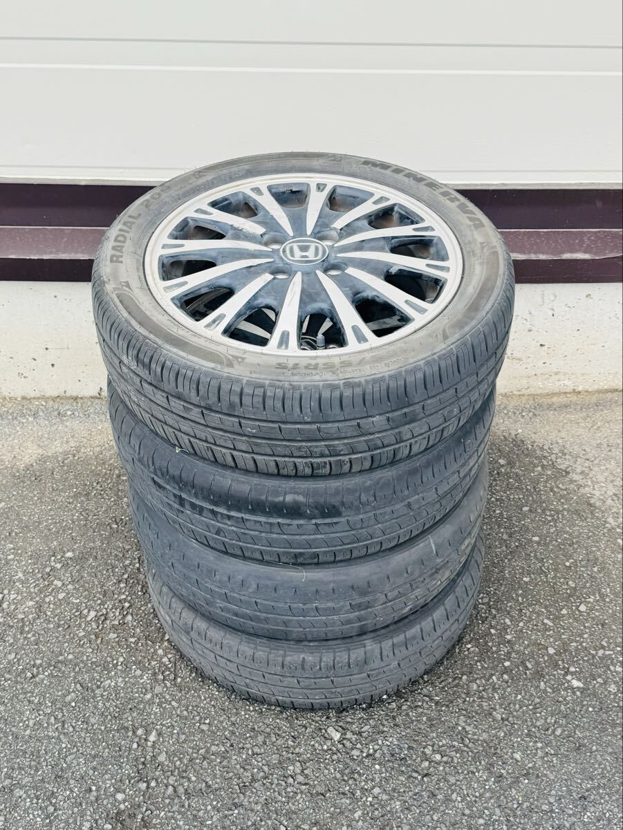 ● HONDA ホンダ 4穴ホイール 純正アルミホイール 15×4 1/2J PCD100 MINERVA 165/55R15 75H ラジアルタイヤ付ホイール4本セット 車用品