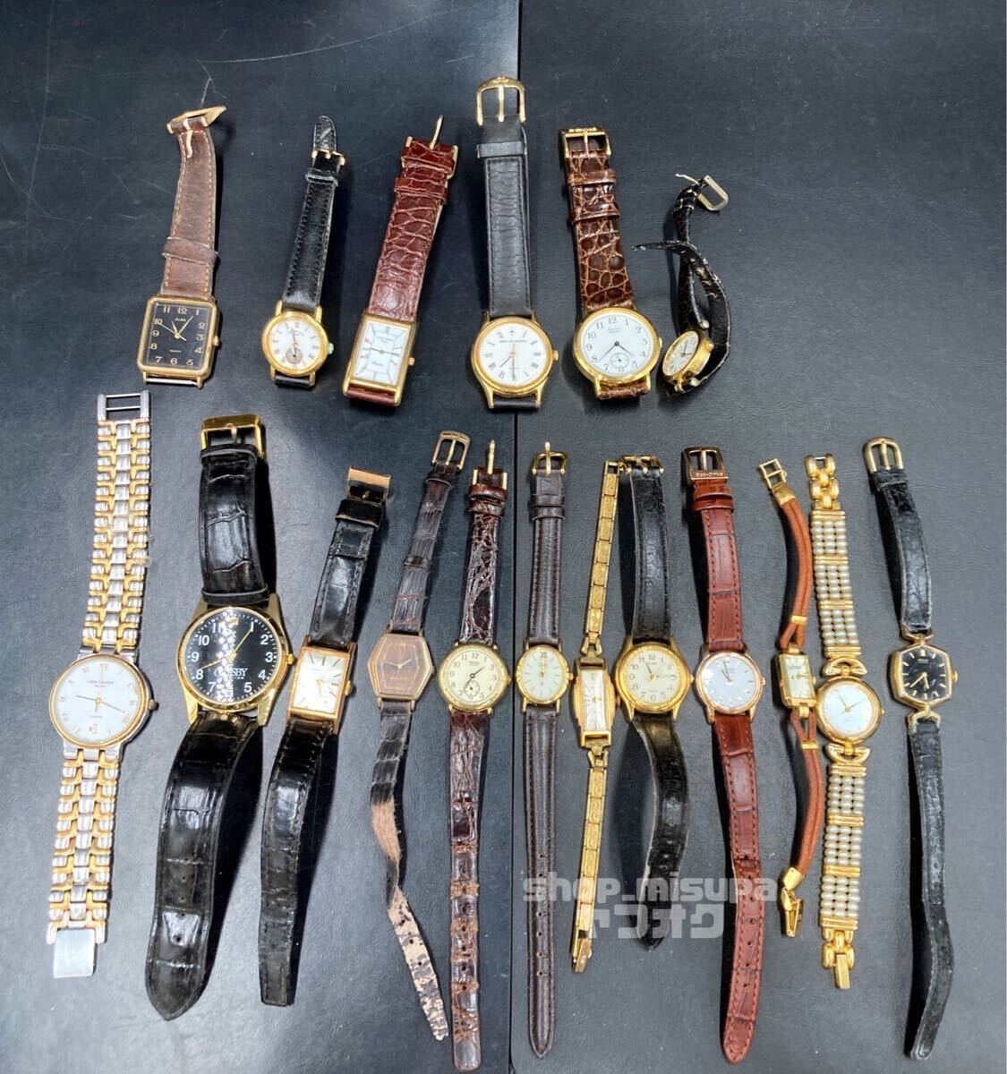 YZ101)ジャンク SEIKO CITIZEN など ゴールドカラー 腕時計 まとめ 18点約300g 動作未確認/大量クォーツ セイコー シチズン SGP EGP メッキ