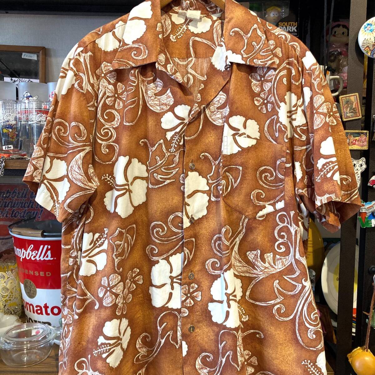MP434)70's RoyalHawaiian アロハシャツ サイズ不明 古着 現状品 /70年代 ロイヤルハワイアン 半袖シャツ 開襟 ハイビスカス柄 ビンテージ