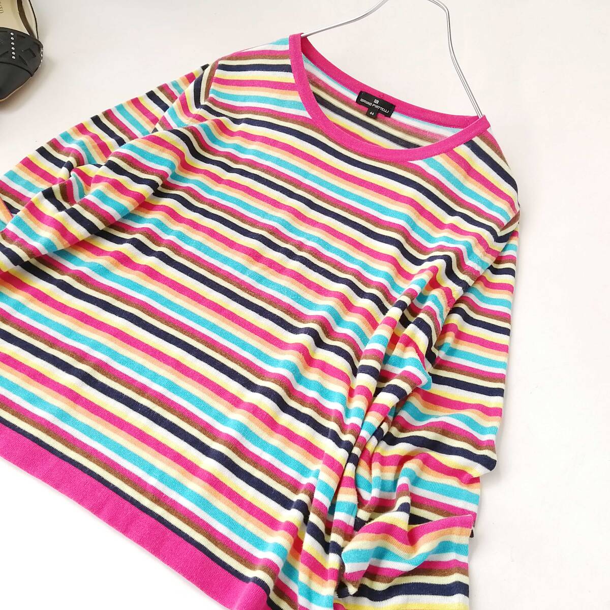 BRUND PIRTTELLI ブルーノピアッリ ㈱ルック レディース♪薄手ニット セーター サイズ44 カラフルボーダー 260625np【4点同梱で送料無料】