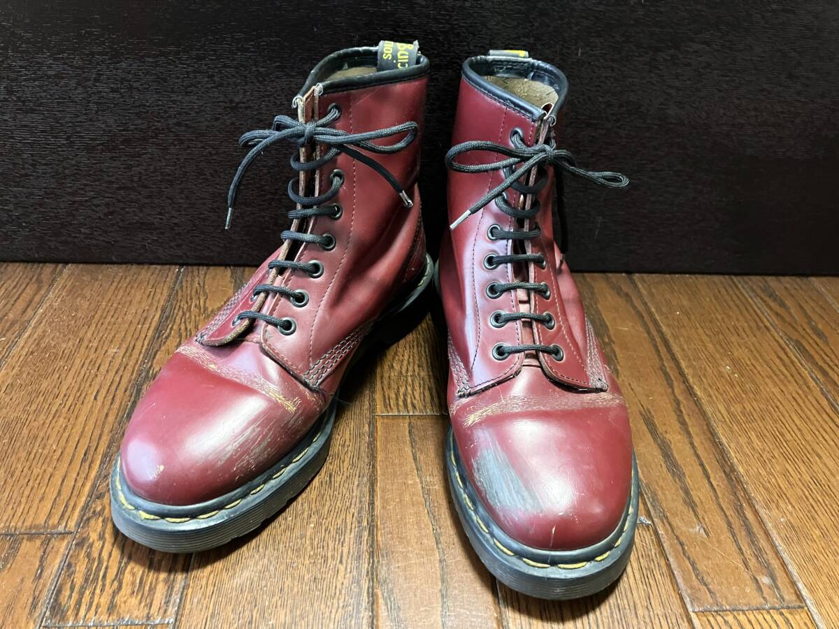 英国製 Dr Martens ドクターマーチン 8ホール 編み上げ ブーツ チェリーレッド UK7 26㎝ ENGLAND 検索 パンク PUNK ロック