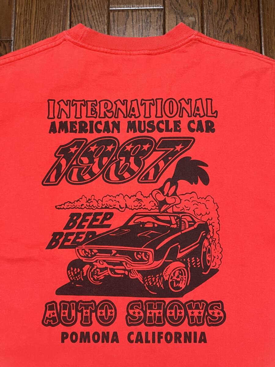 USA製 チェスウィック CHESWICK ロードランナー アメリカン マッスルカー オートショー ポケット Tシャツ M 赤 ホットロッド アメリカ製