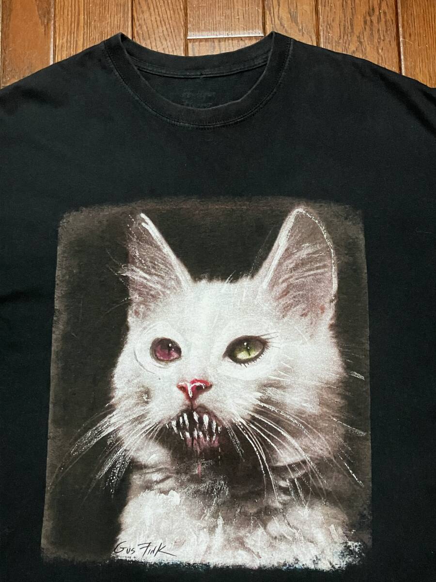GUS FINK ガスフィンク 猫 Tシャツ XL 黒 ブラック ネコ ねこ キャット CAT ホラー アート ART