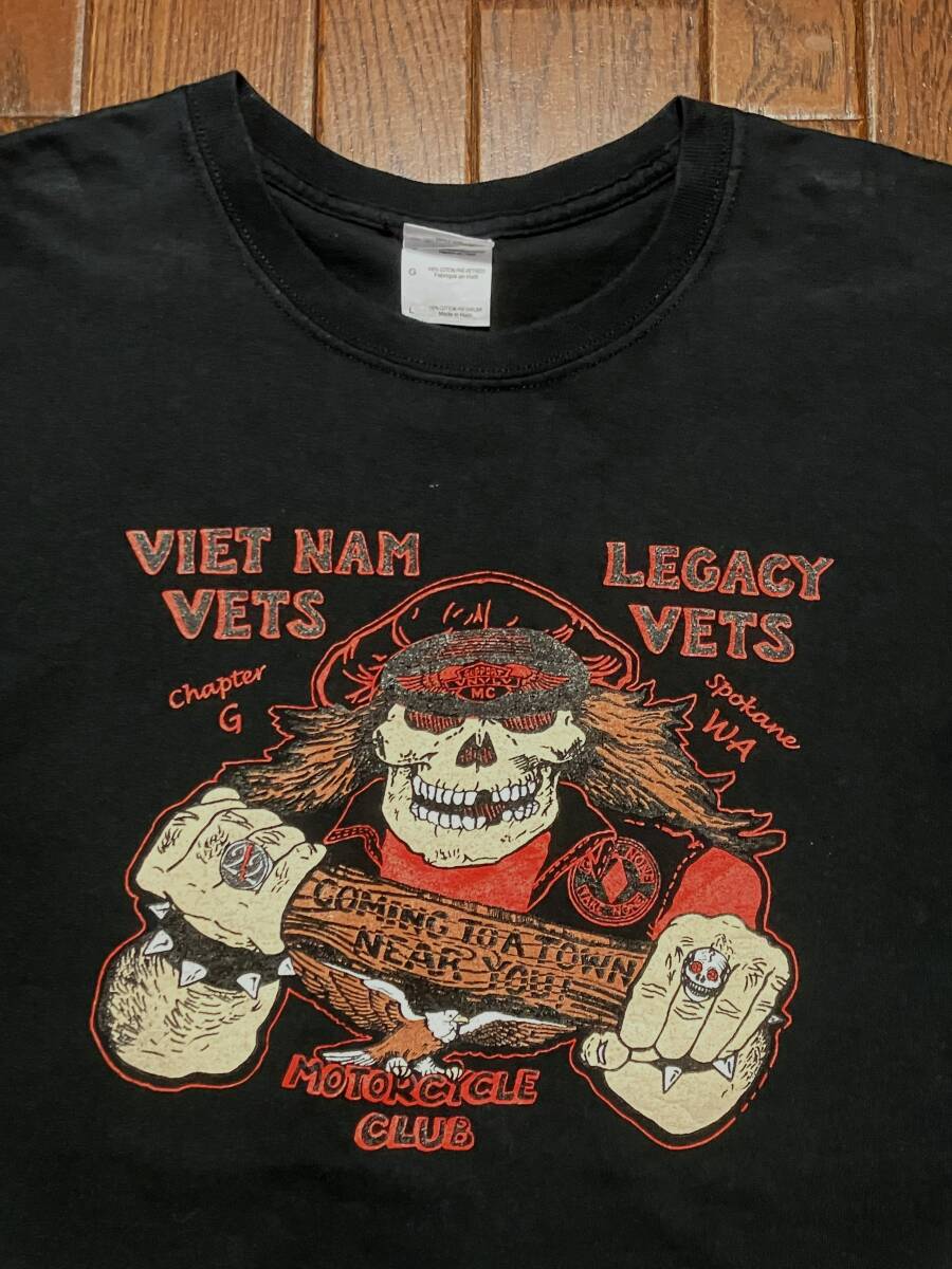 VIET NAM VETS LEGACY VETS モーターサイクル クラブ Tシャツ L 黒 ブラック スカル ドクロ スポケーン ワシントン 検索 ハーレー バイカー