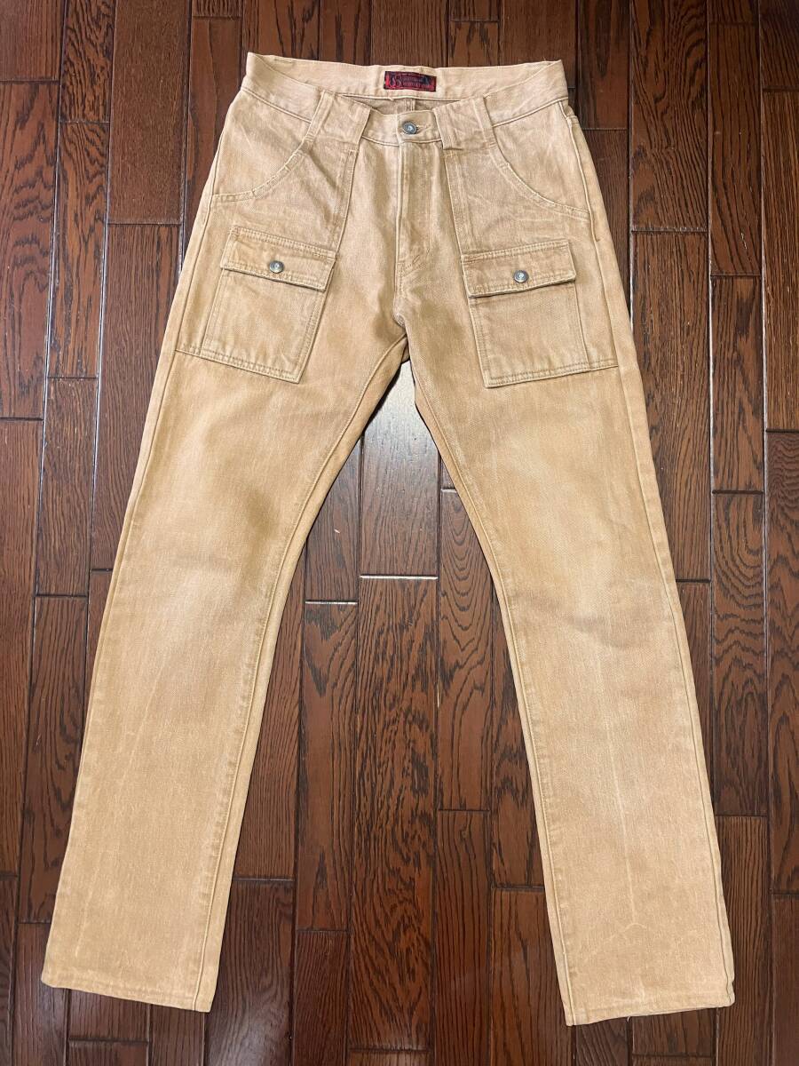 ジョンブル ＪＯＨＮＢＵＬＬ ブッシュパンツ Ｍ 茶系 カラー デニム ジーンズ ジッパーフライ ストレート 日本製