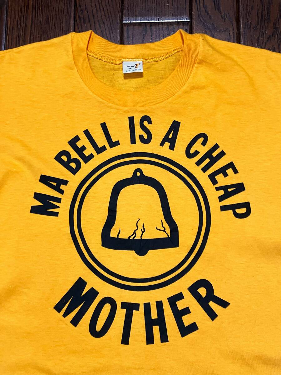 USA製 ビンテージ TORSO トルソー シングルステッチ Tシャツ M 黄色 イエロー MA BELL IS A CHEAP MOTHER ３段プリント アメリカ製