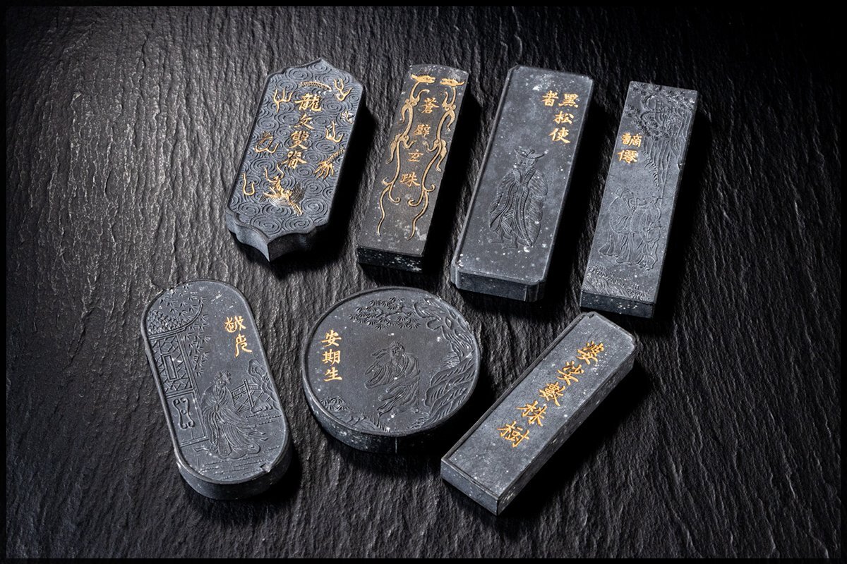 ◆天香楼◆ 唐墨 古墨 7丁セット 胡開文製　経年時代物 唐物AJ1275