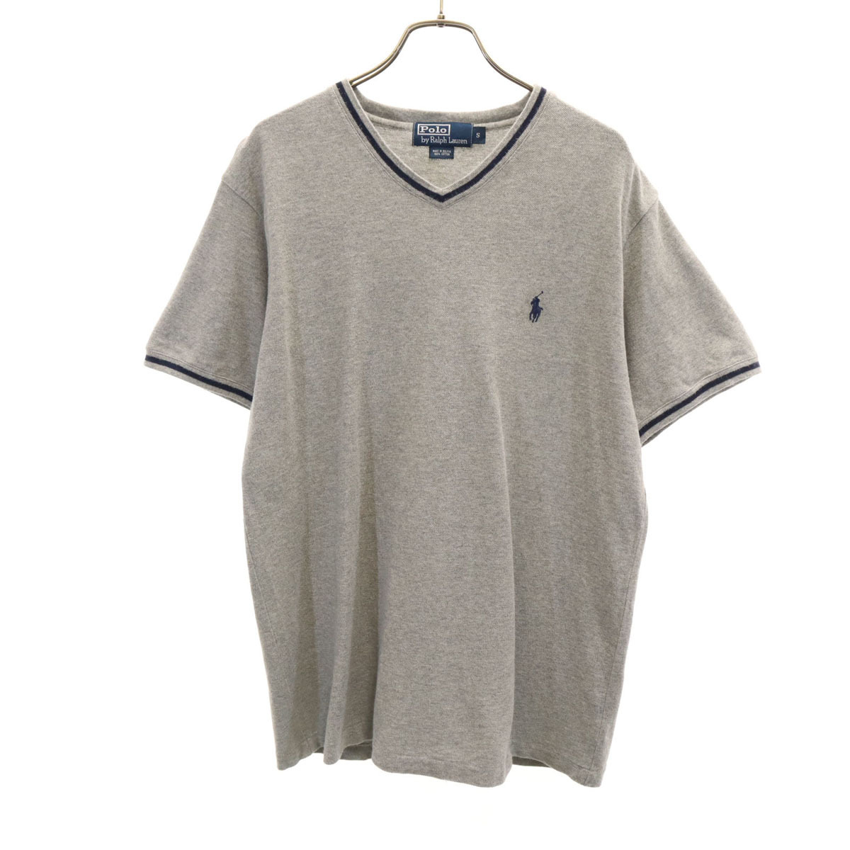 Polo by Ralph Lauren ポロバイラルフローレン 半袖 Vネック Tシャツ S グレー 鹿の子地 メンズ