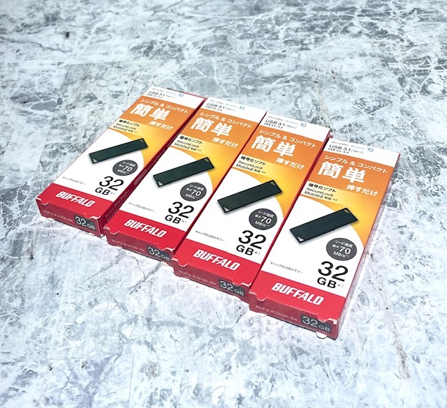 1504//【未使用品】BUFFALO USBメモリ RUF3-K32GB-BK 32GB 4個セット