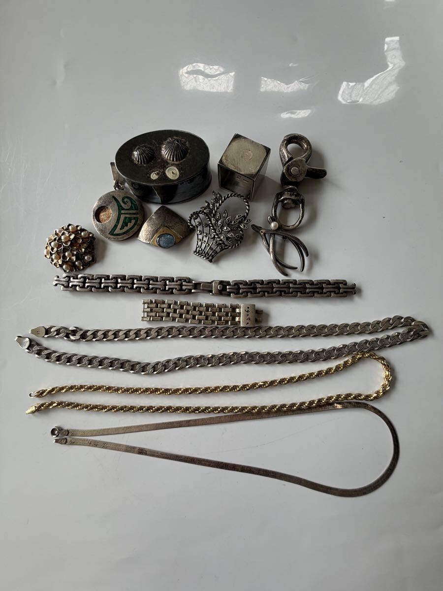 ☆925 SILVER STERLING ITALY刻印 石取れ、留め具無し等の銀製品13点