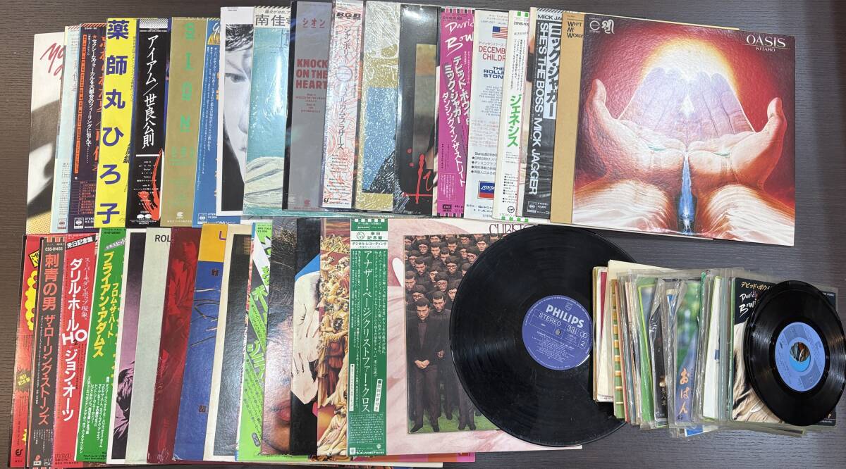 #4243A　レコード LP SP おまとめ ローリングストーンズ OASIS ミック・ジャガー バブルガム・ブラザーズ など 音出し未確認 ジャンク
