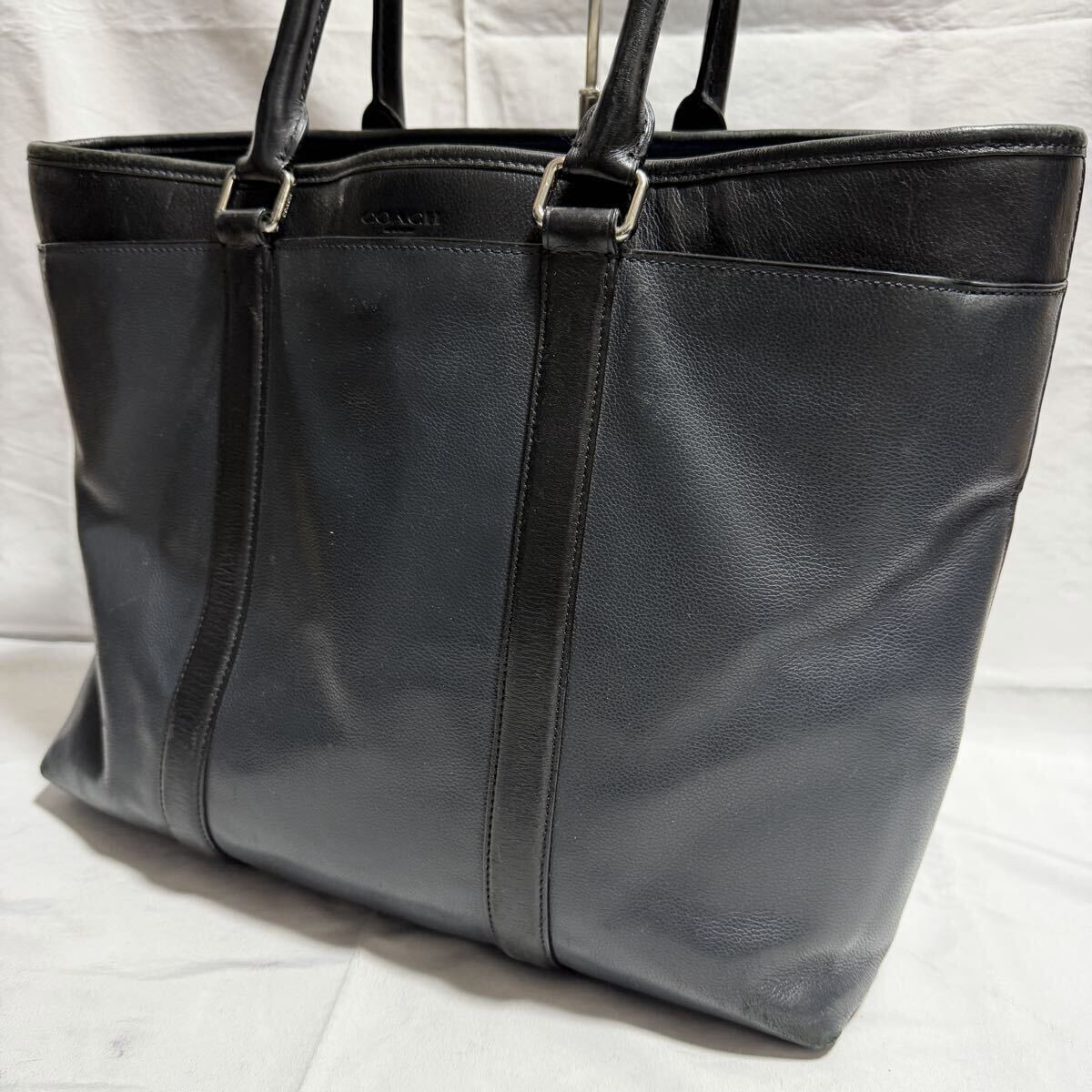 A4 COACH コーチ トートバッグ メトロポリタン ビジネスバッグ ネイビー ブラック バイカラー 肩掛け 大容量 レザー 本革 メンズ