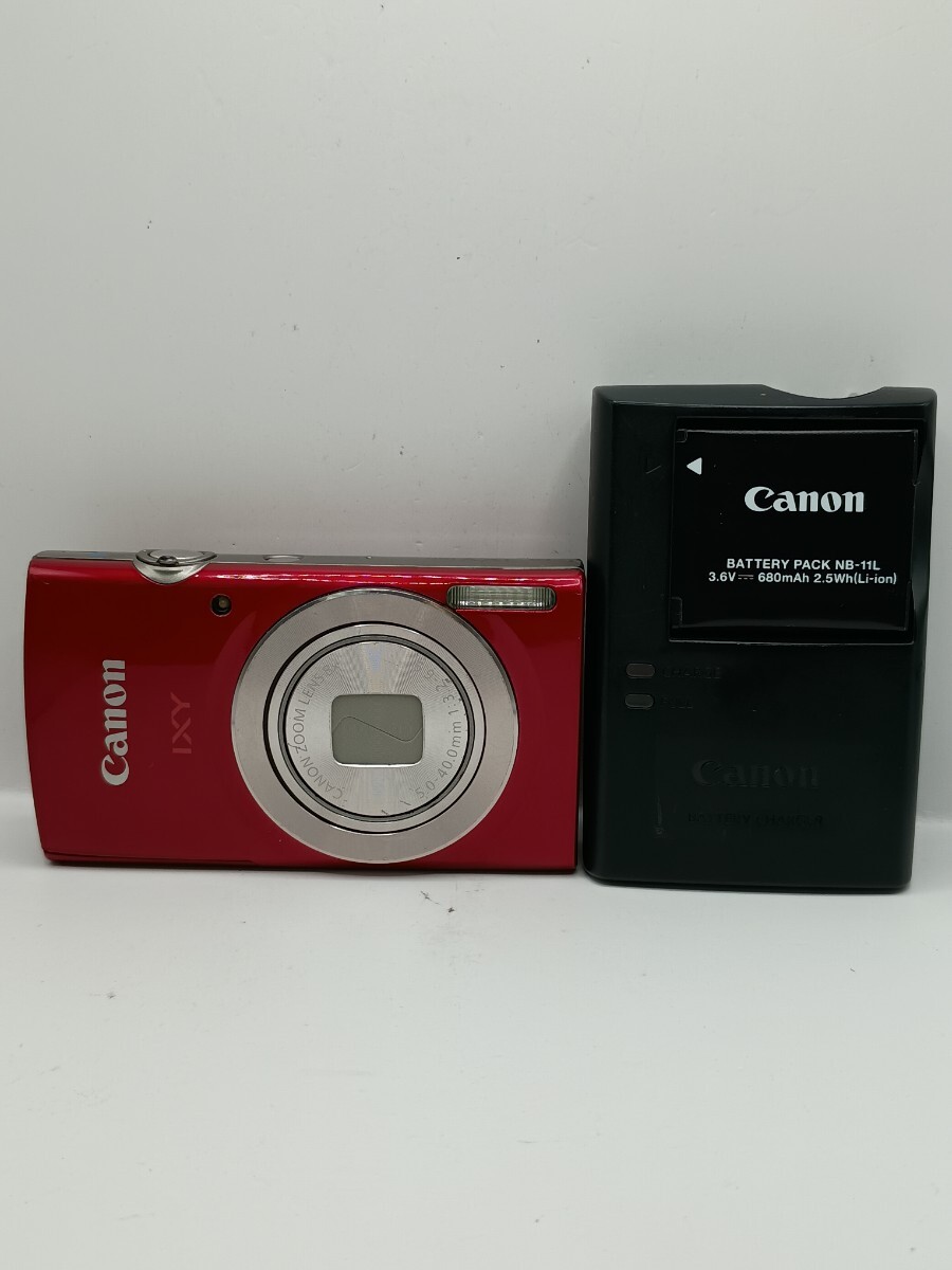 5868 【動作確認済】1円スタート Canon IXY 180 レッド コンパクトデジタルカメラ バッテリー付き