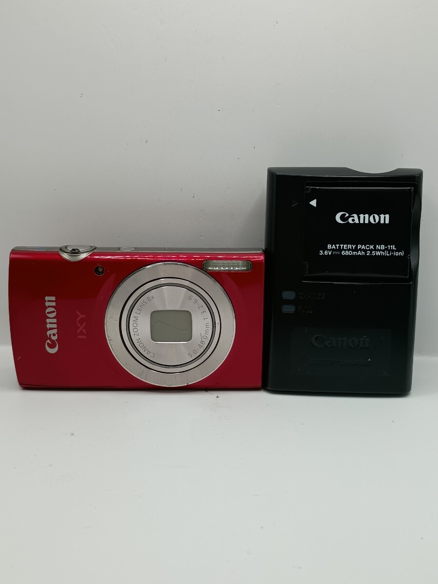 5879 【動作確認済】1円スタート Canon IXY180 レッド コンパクトデジタルカメラ バッテリー付き