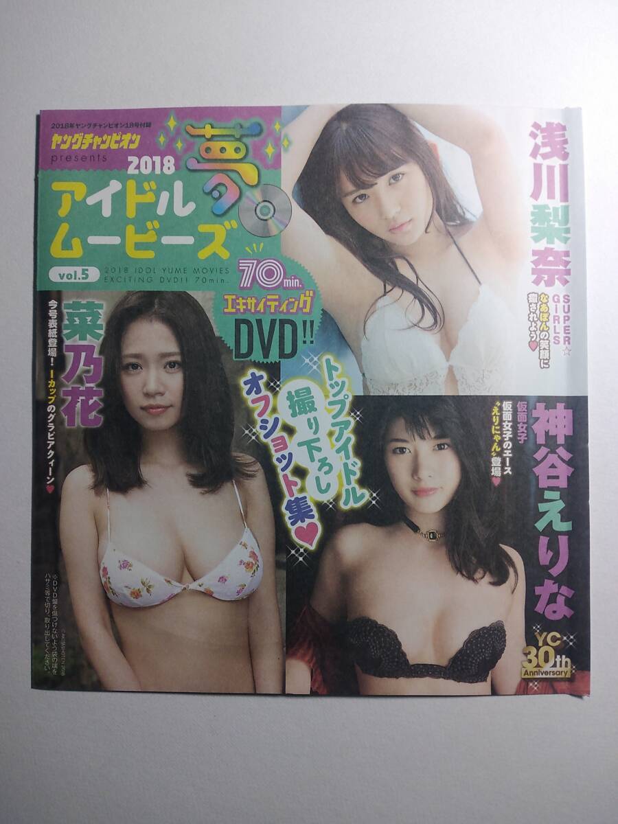 【アイドルDVD第7弾】ヤングチャンピオン2018vol.5/18号付録（菜乃花＆浅川梨奈＆神谷えりな＆森田ワカナ＆美音咲月＆月城まゆ＆他）