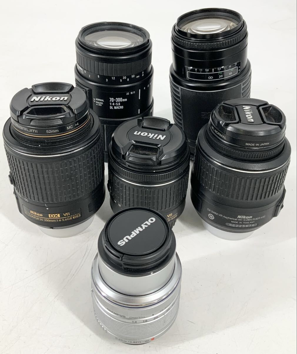 【19】カメラレンズ6点まとめ出品　ニコン オリンパス シグマ　現状品　ブラック　シルバー　オートフォーカス　カメラ用品　ズームレンズ