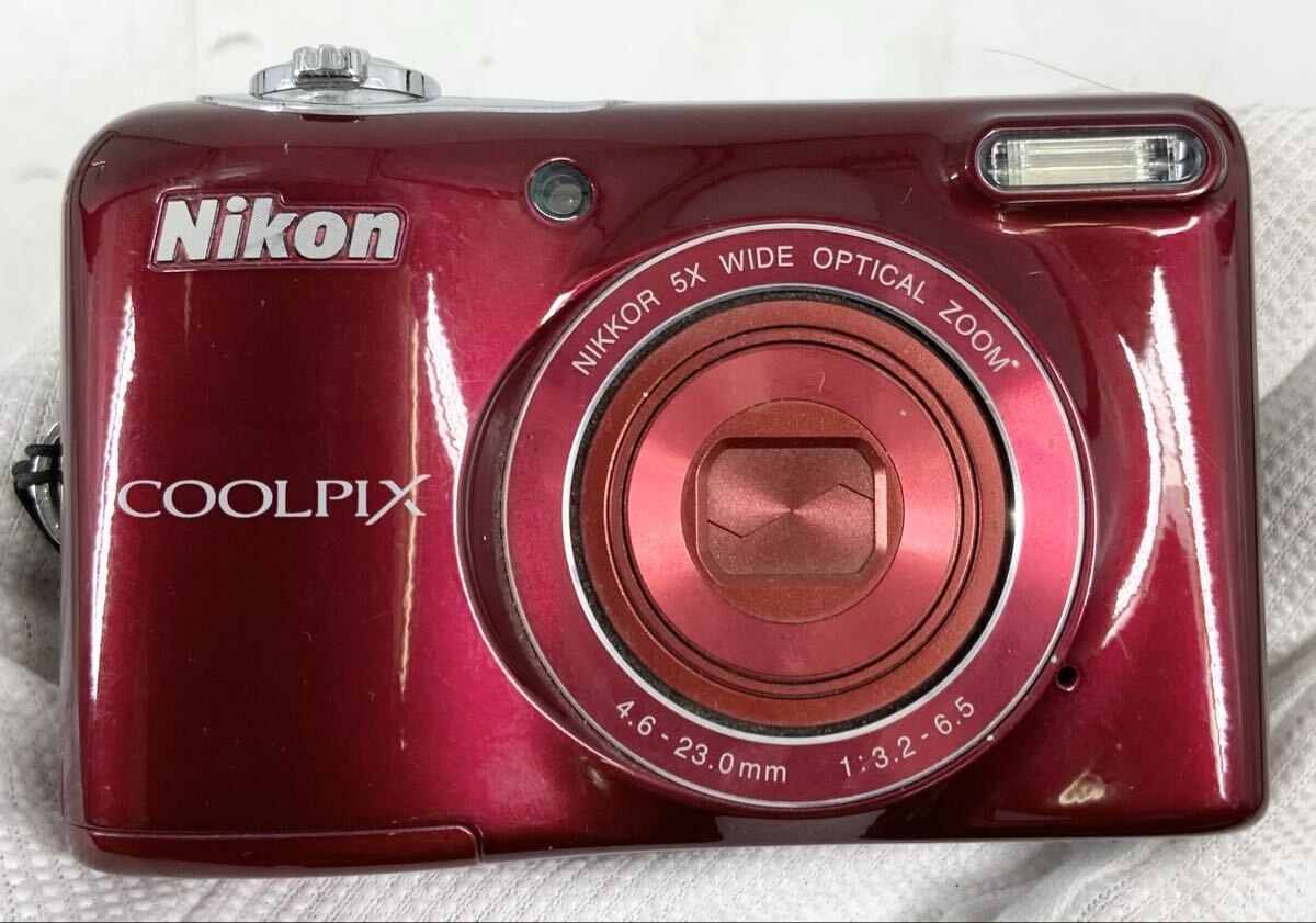 【27】コンパクトデジタルカメラ　ニコン　Nikon COOLPIX L32　現状品　レッド　光学5倍ズームレンズ　2048万画素　単三電池駆動　コンデジ