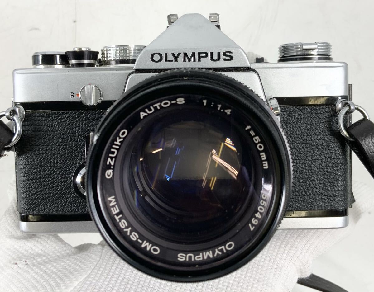 【27】フィルムカメラ　一眼レフカメラ　オリンパス　OLYMPUS　OM-1　現状品　シルバー　G.ZUIKO AUTO-S 50mm F1.4　マニュアルフォーカス