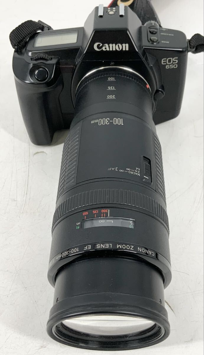 【26】フィルムカメラ　一眼レフカメラ　キャノン　Canon　EOS650　現状品　ブラック　ZOOM LENS EF 100-300mm F5.6　望遠ズーム　レトロ