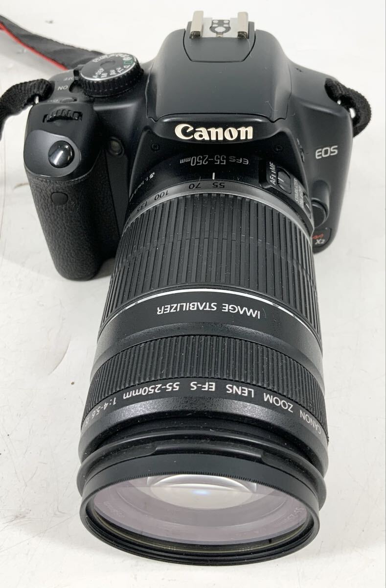 【26】デジタル一眼レフカメラ キャノン Canon EOS KISS X2　現状品　ブラック　1220万画素　EF-S LENS 55-250mm F4-5.6　望遠ズーム　中古