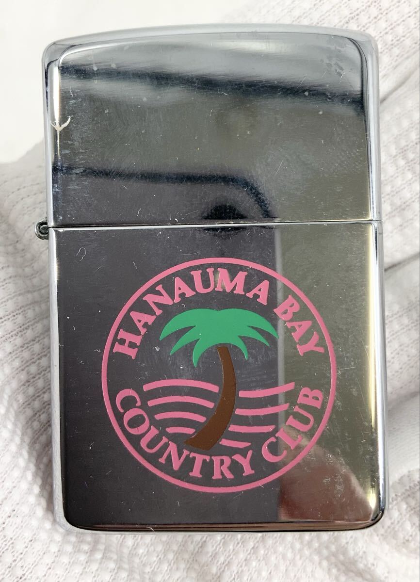 【16】ライター　オイルライター　喫煙具　ジッポ　Zippo　着火未確認　シルバー　HANAUMA BAY COUNTRY CLUB　オールド　スクエア　中古
